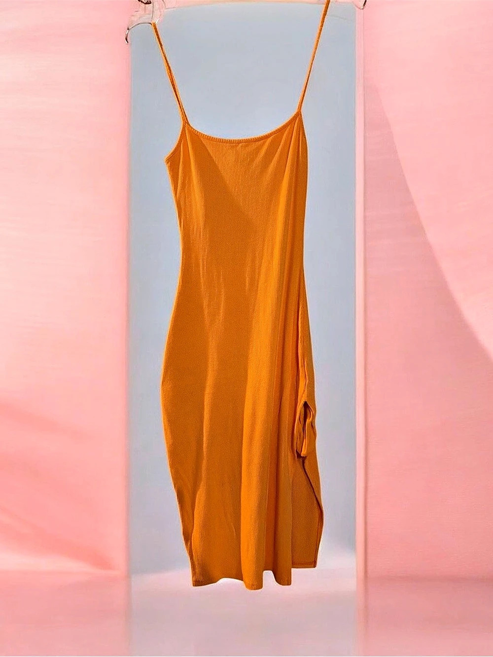 Windsor Ribbed Knit Midi Dress Orange